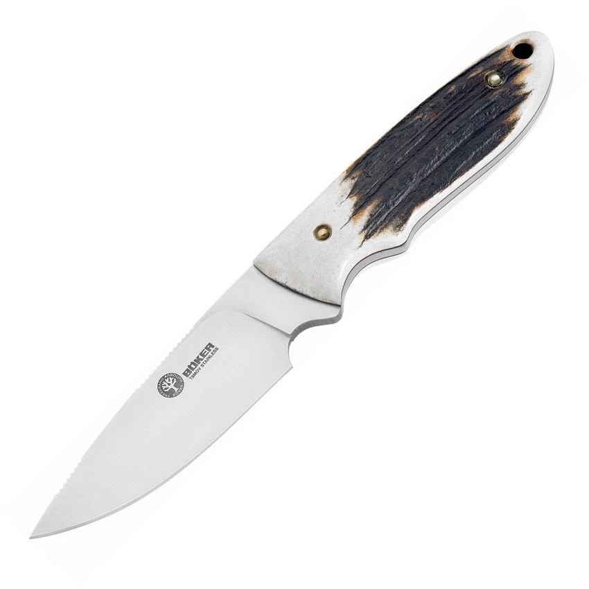 Boker 02BA701H Pine Creek Fixed Blade Knife With Genuine Stag Handle 1 Boker 02BA701H Pine Creek Fixed Blade Knife With Genuine Stag Handle