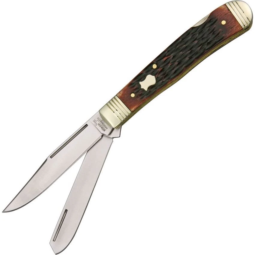 Boker Plus 01BO206 Double Lock Trapper Folding Pocket Knife With Brown Bone Handle 1 Boker Plus 01BO206 Double Lock Trapper Folding Pocket Knife With Brown Bone Handle