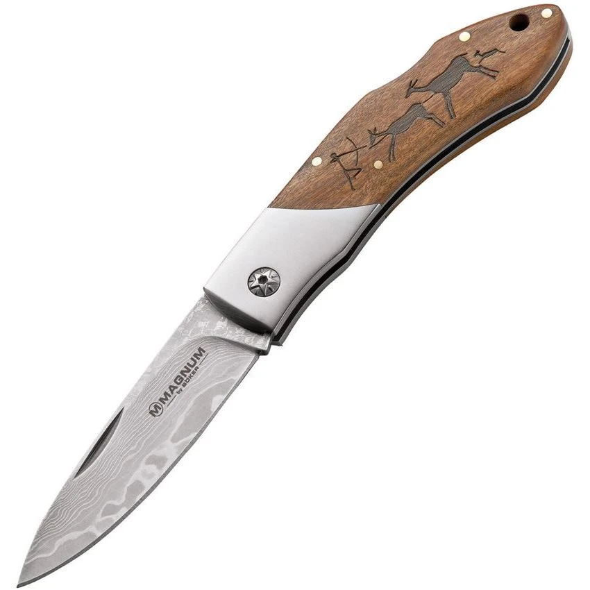Magnum M01RY818DAM Caveman Damascus Lockback Folding Pocket Knife 1 Magnum M01RY818DAM Caveman Damascus Lockback Folding Pocket Knife