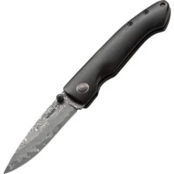 Boker Plus 01BO102DAM Damascus Gent II Folding Pocket Knife With Dark Ebony Wood Handle